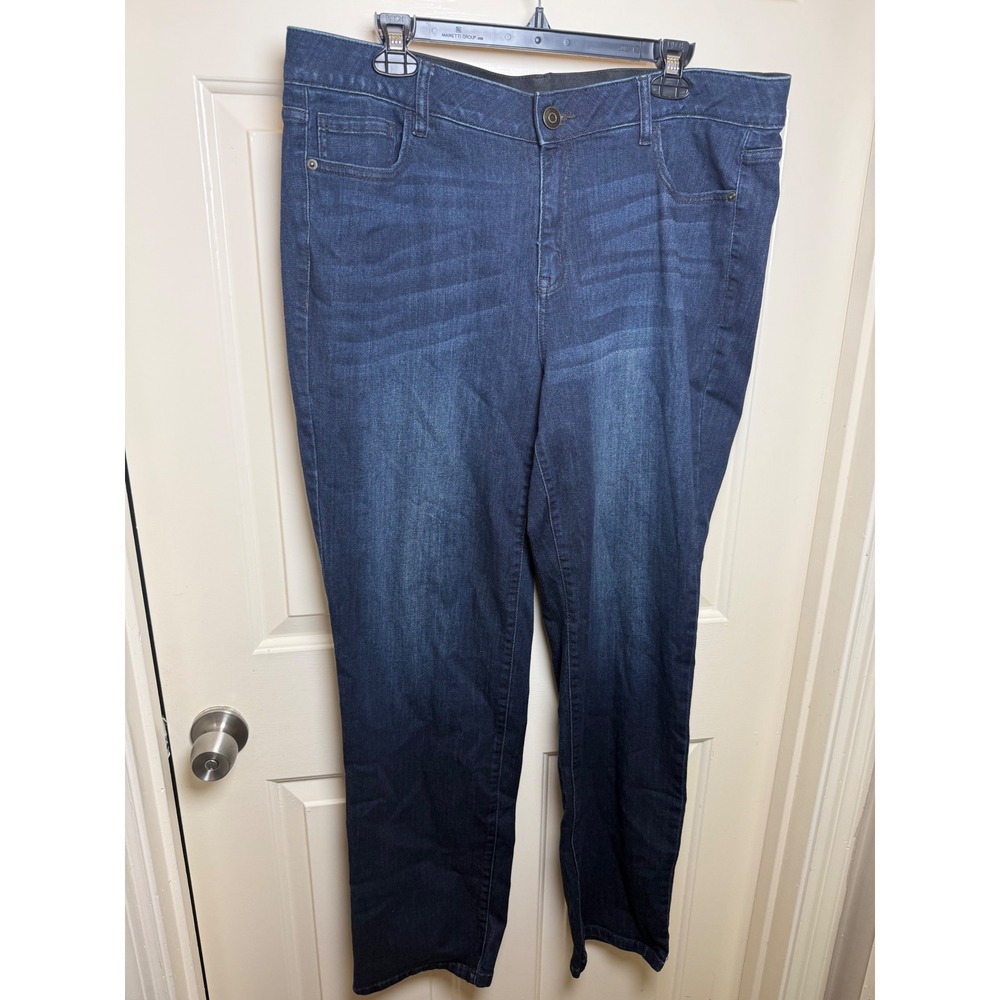 Venezia Lane Bryant Jeans Womens 18L Dark Wash Straight Leg Elastic Waist Denim
